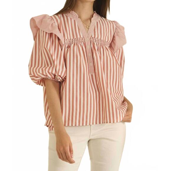 ODDI Tops - NEW ODDI dara striped blouse - plus in red